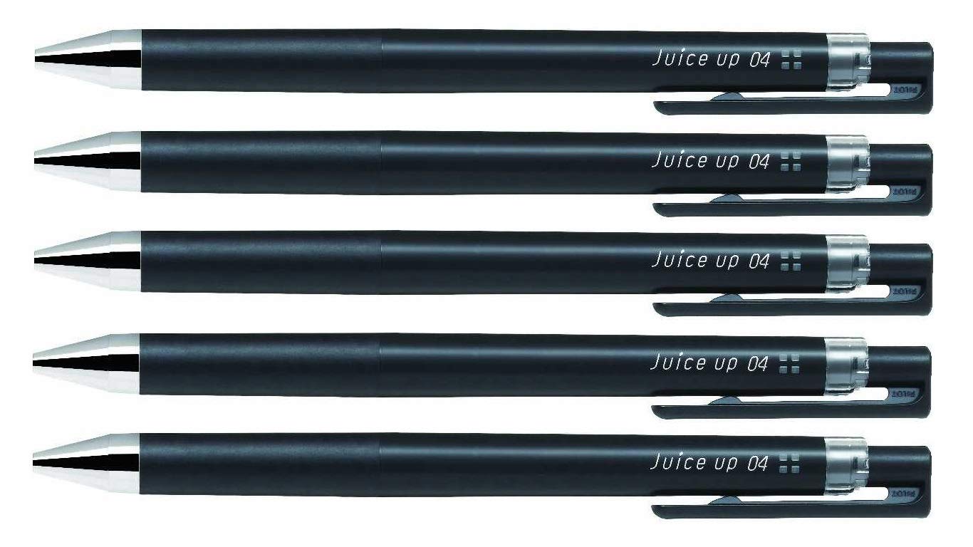 Pilot Juice Up 04 Retractable Gel Ink Pen, Ultra Fine Point 0.4Mm, Black Ink, Ljp-20S4, Value Set Of 5