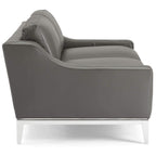 Modway Harness 64" Leather Loveseat In Gray With Stainless Steel Base
