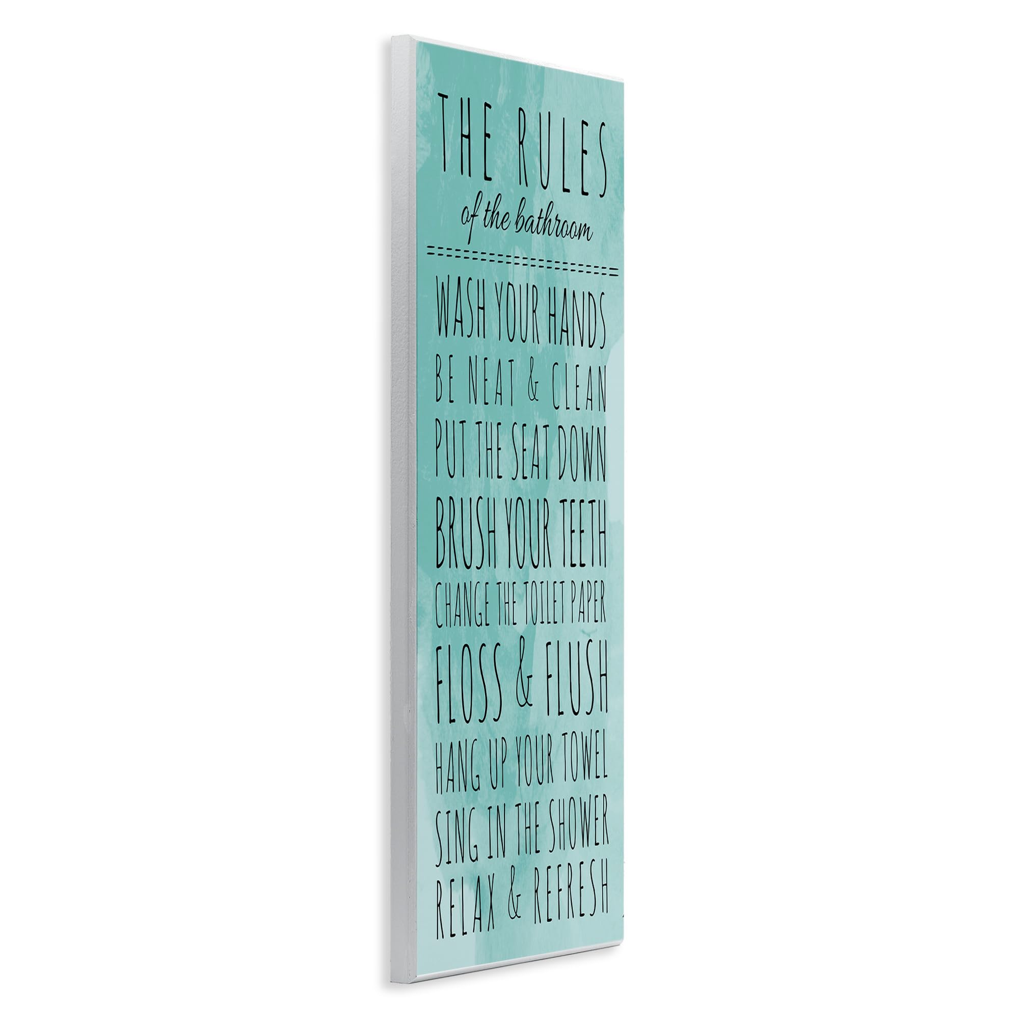 Stupell Home D  Cor Bathroom 'The Rules' Turquoise Wall Plaque Art, 7 X 0.5 X 17, Proudly Made In Usa