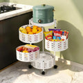 About Space 4Layer Rotating Kitchen Accessories Storage Rack With Wheels | MultiPurpose Metal Trolley Organizer For Fruits&Veg