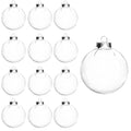 12 Pcs DIY Clear Plastic Fillable Balls Ornament, 2.36Inch Christmas Balls for Christmas, Halloween, Birthday, Wedding Decor, Cr