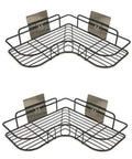 DIYMAG Wall Mounted Bathroom Storage Organizer Set of 2, NoDrill Corner Shelves with Towel Rack, Adhesive Shower Rack for Toile