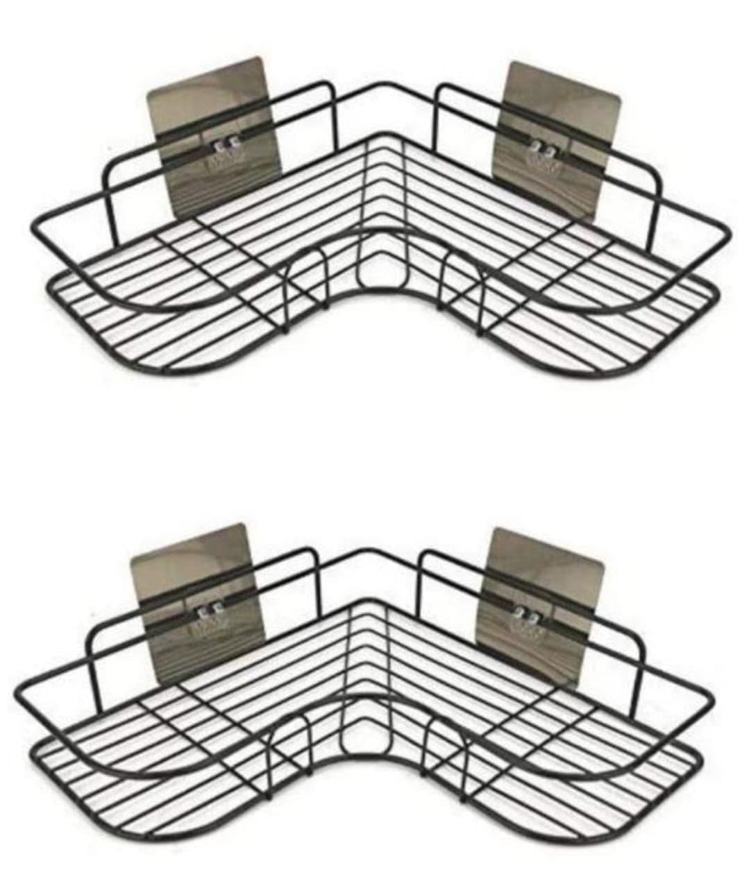 DIYMAG Wall Mounted Bathroom Storage Organizer Set of 2, NoDrill Corner Shelves with Towel Rack, Adhesive Shower Rack for Toile