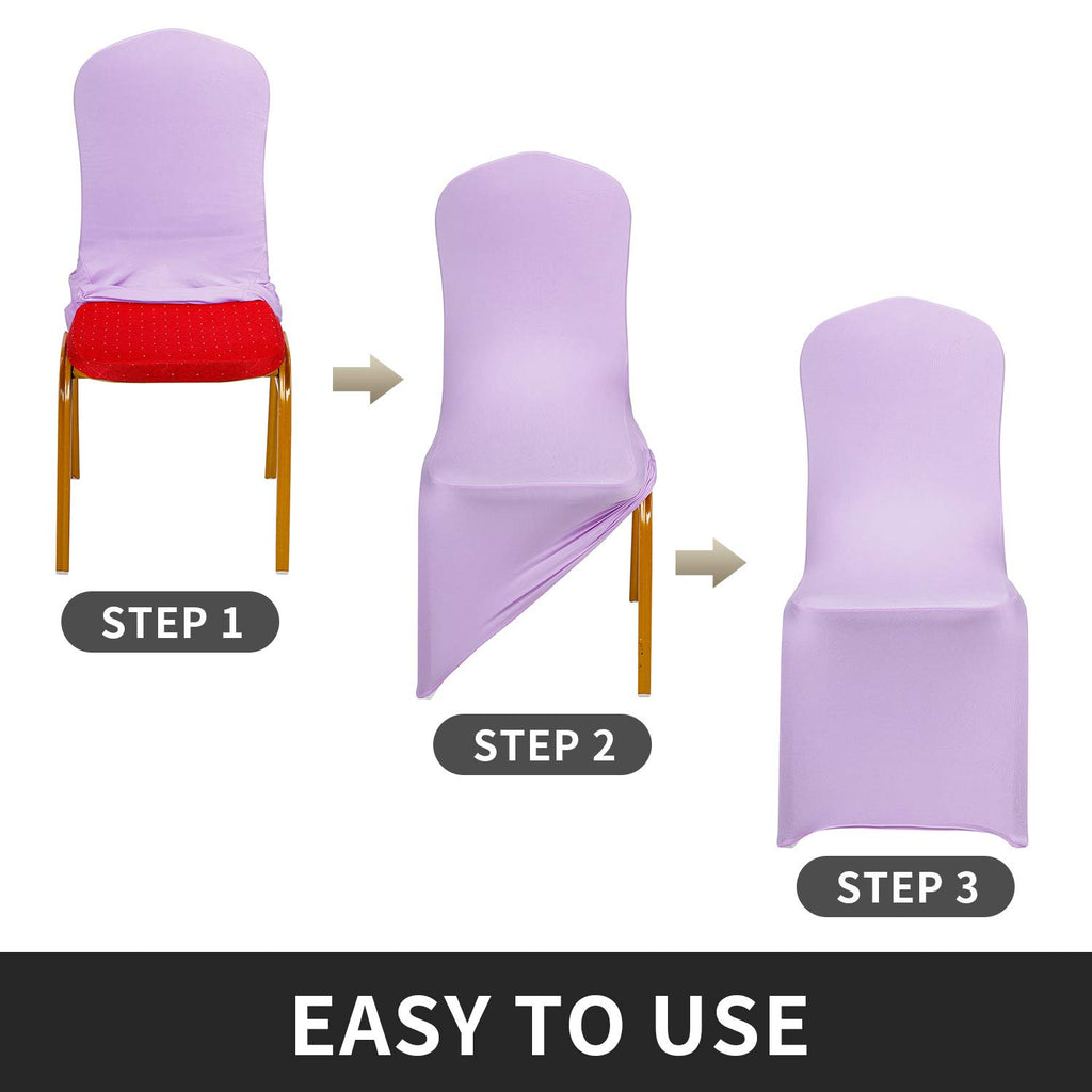 Peomeise Stretch Spandex Chair Cover For Wedding Party Dining Banquet Event (Lavender, 12)