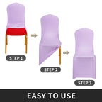 Peomeise Stretch Spandex Chair Cover For Wedding Party Dining Banquet Event (Lavender, 12)
