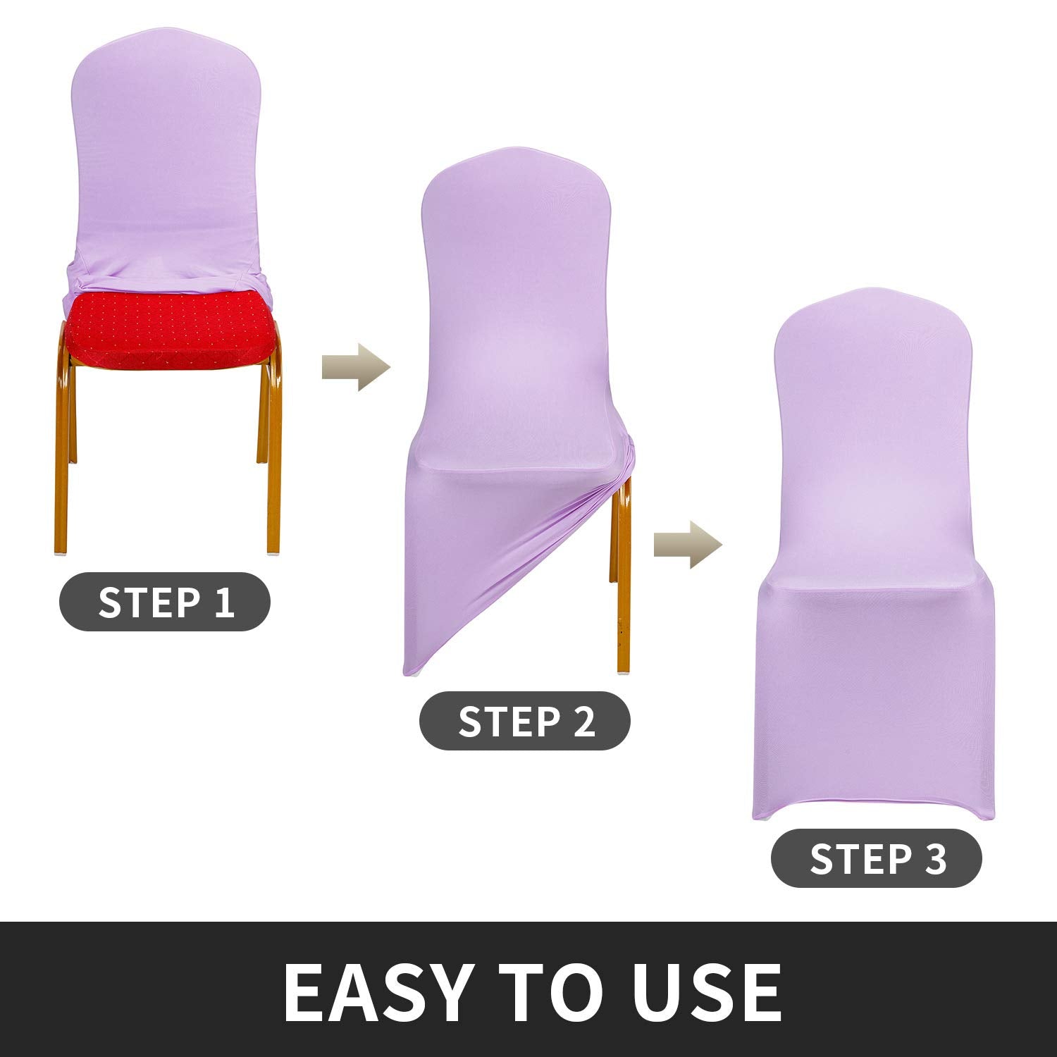 Peomeise Stretch Spandex Chair Cover For Wedding Party Dining Banquet Event (Lavender, 12)