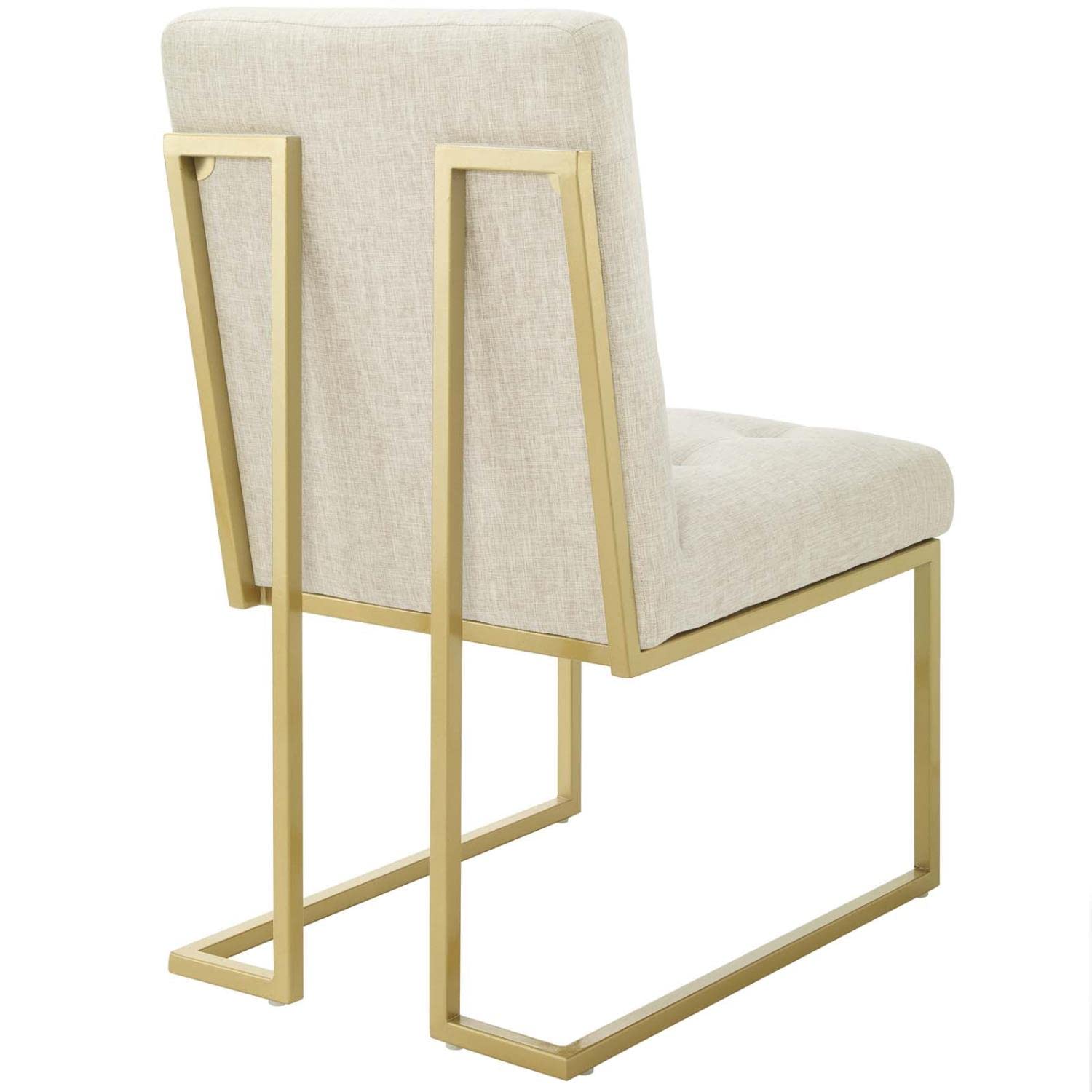Modway Privy Upholstered Gold Stainless Steel Dining Chair In Gold Beige