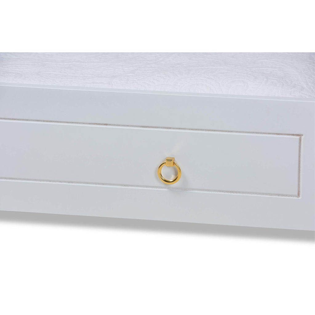 Baxton Studio Alya Classic Traditional Farmhouse White Finished Wood Twin Size Trundle