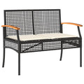 vidaXL Garden bench with cushion poly rattan and acacia wood black