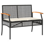 vidaXL Garden bench with cushion poly rattan and acacia wood black
