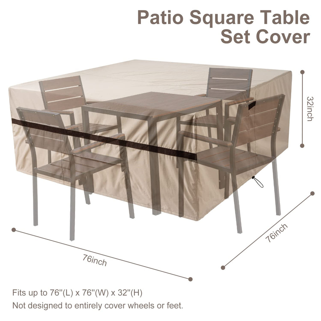 Patio Table And Chair Covers Square 76''L X 76''W X 32''H Waterproof Outside Square Furniture Covers For Table