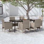 vidaXL Patio Dining Set 7 Piece with Cushions Garden Outdoor Terrace Balcony Backyard Dining Dinner Dinette Table and Chair Furniture Beige and Black