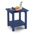 Lue Bona Adirondack Outdoor Side Table, 2-Tier Navy Hdps Patio End Table Weather Resistant, Morden Side Table For Patio, Pool, Porch