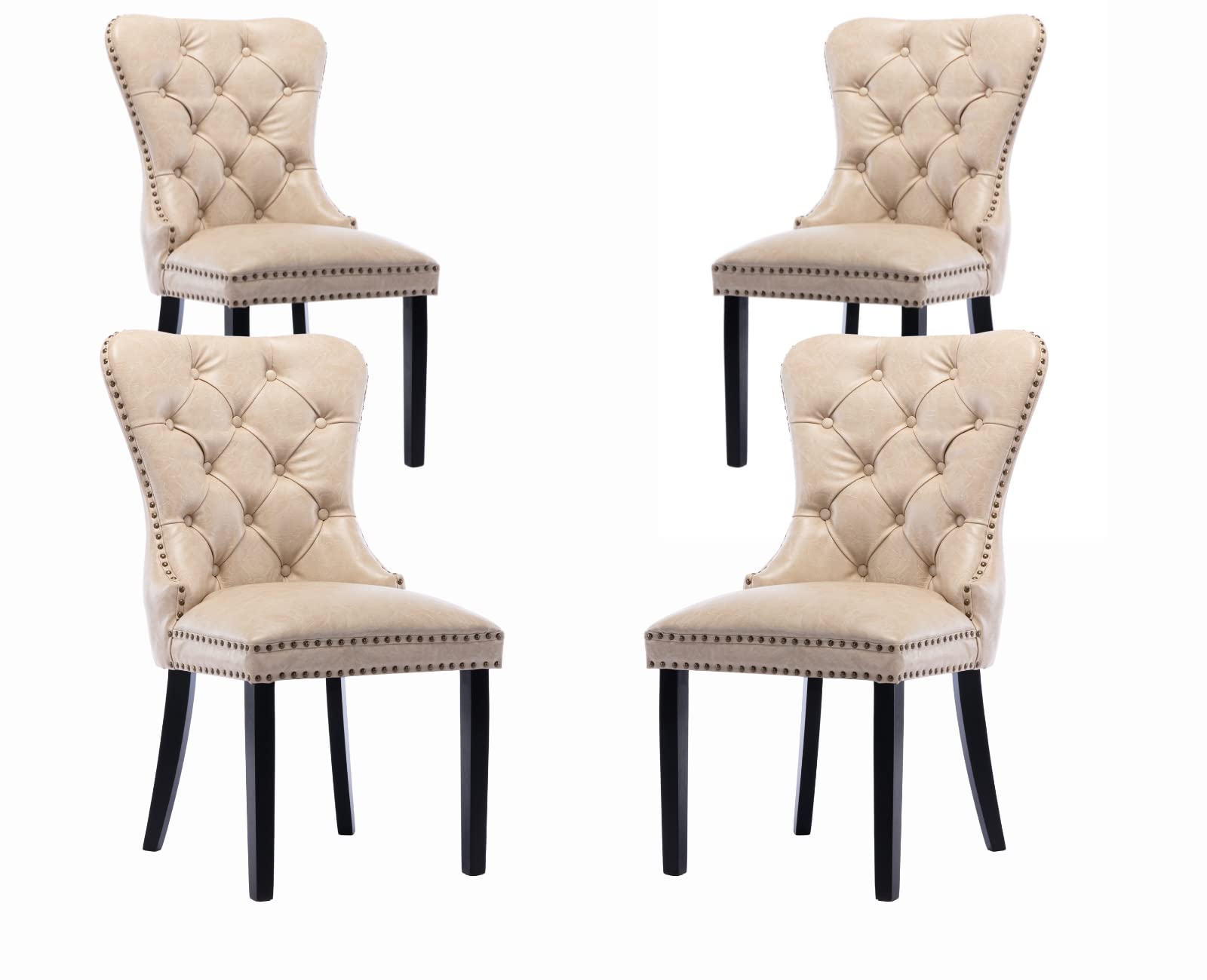 Ealson Mid Century Dining Chairs Set Of 4 Modern Leather Dining Room Chairs With Wood Legs Tufted Upholstered Kitchen Side Chair