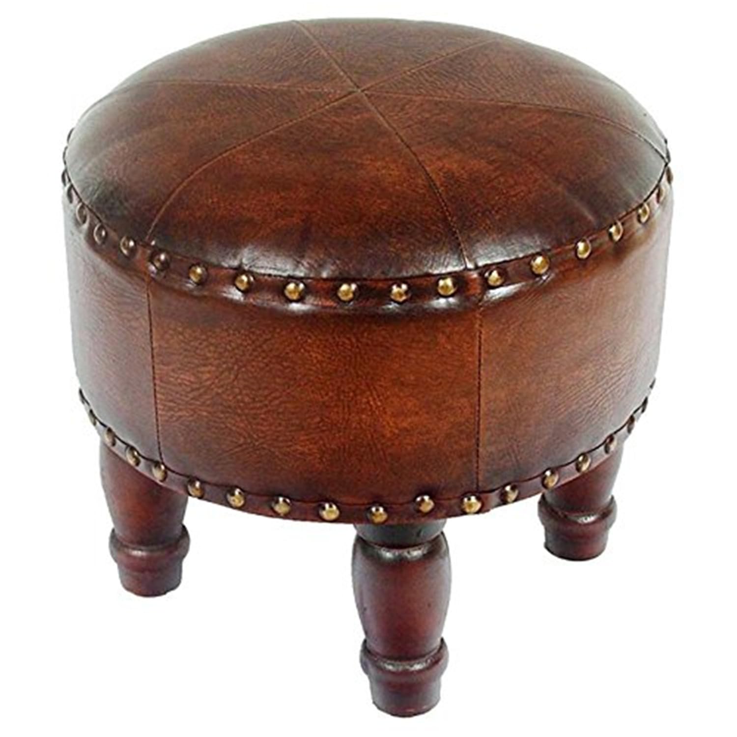 International Caravan Medium Round Faux Leather Stool