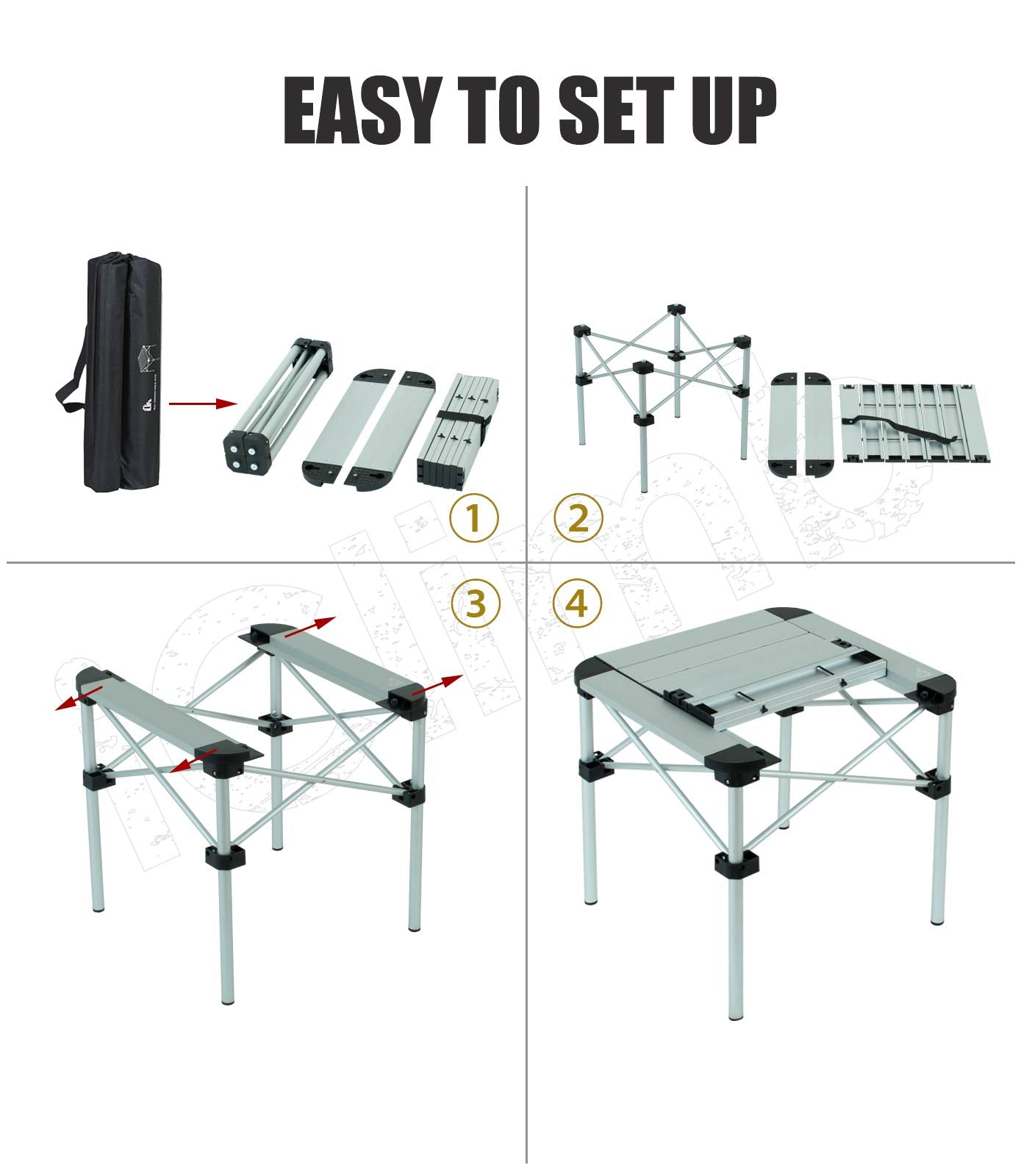 iClimb Camping Table IC719-720-721 Aluminum Silver Small