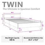 vidaXL Velvet Bed Frame Platform Bed, Scandinavian Style/Slats Support/No Box Spring Needed/Without Mattress/Easy Assembly, Dark Grey Twin Bed