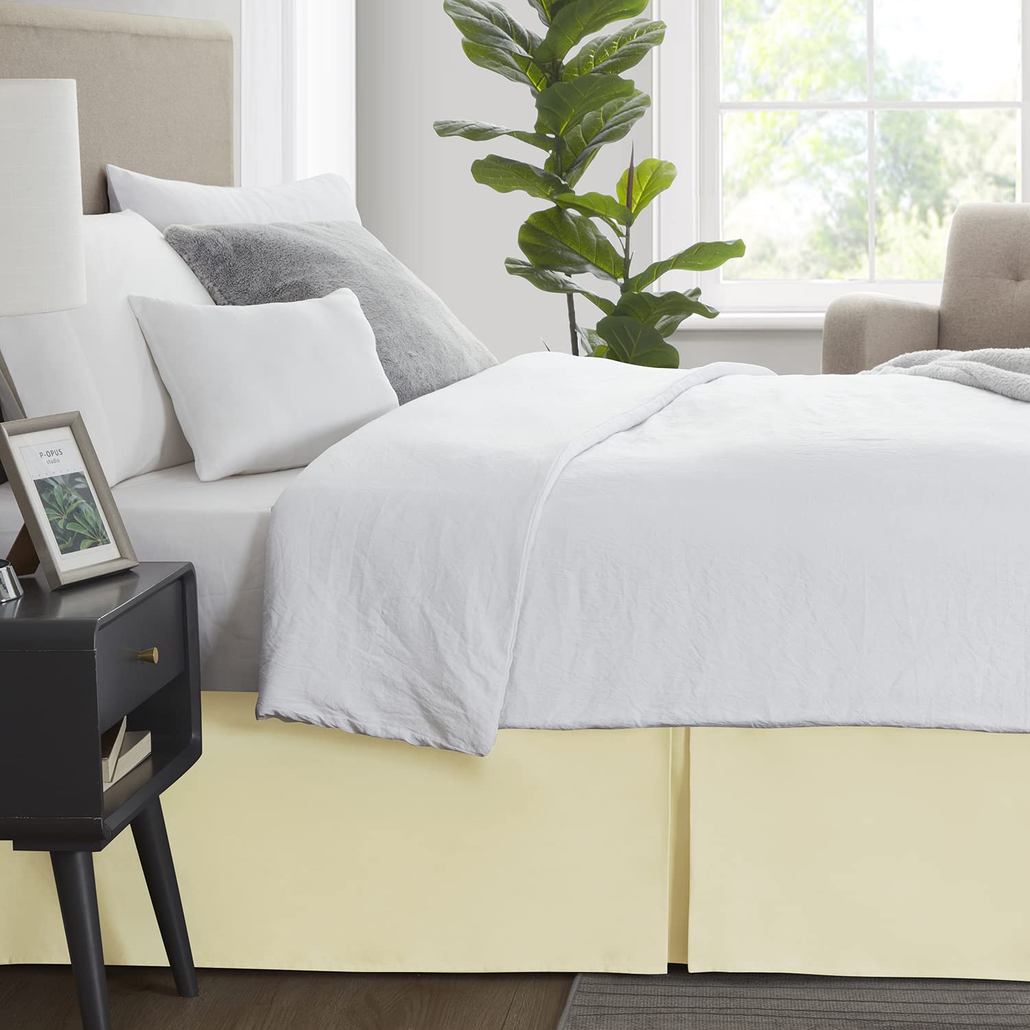 Nestl Vanilla Yellow Twin Bed Skirt - Twin Size Bed Skirt 14 Inch Drop - Brushed Microfiber Bed Skirts - Hotel Quality Pleated Bed Skirt - Shrinkage & Fade Resistant