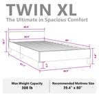 vidaXL Faux Leather Bed Frame Platform Bed , Scandinavian Style/Slats Support/No Box Spring Needed/Without Mattress/Easy Assembly, Black Twin XL Bed