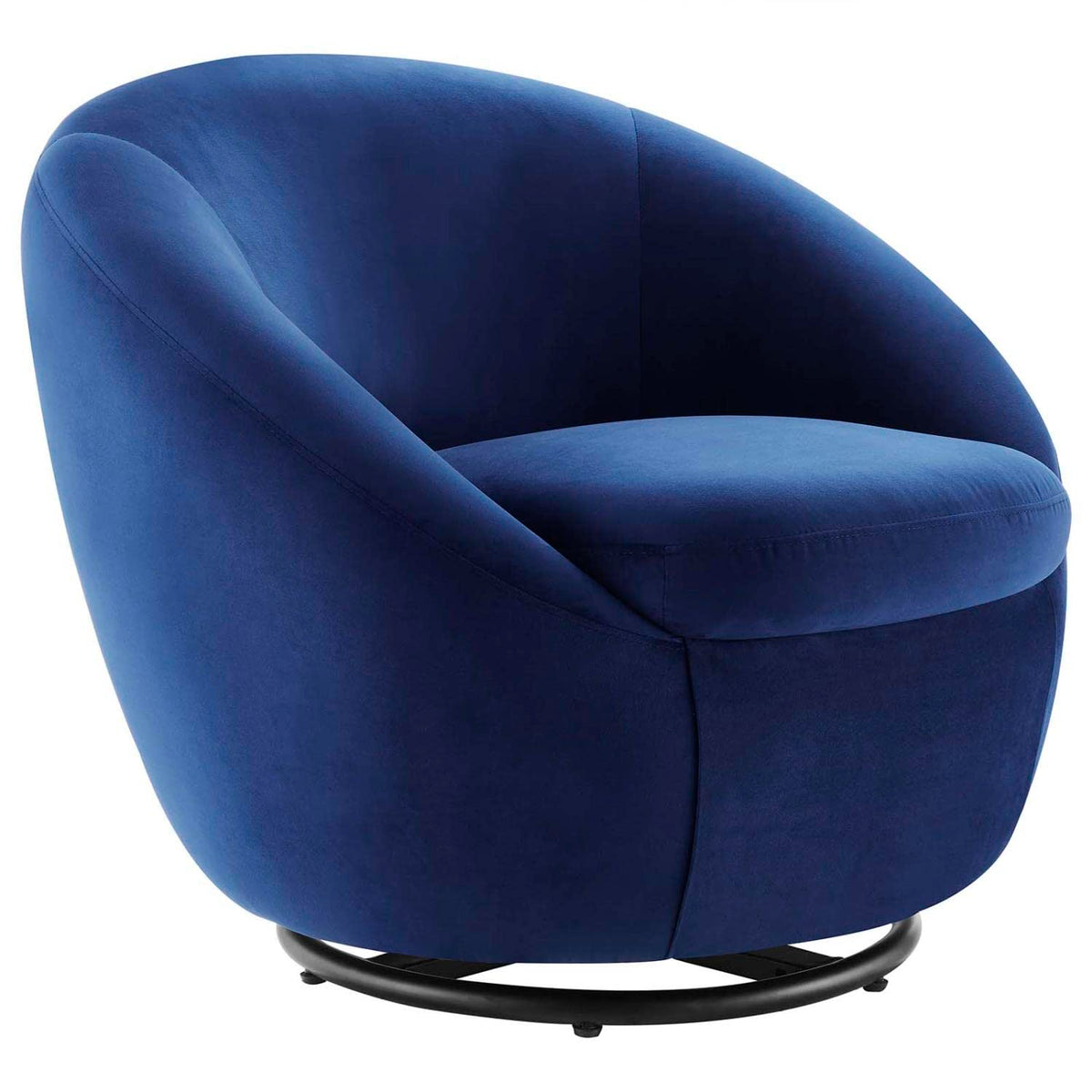 Modway Buttercup Performance Velvet Swivel Chair In Black/Navy