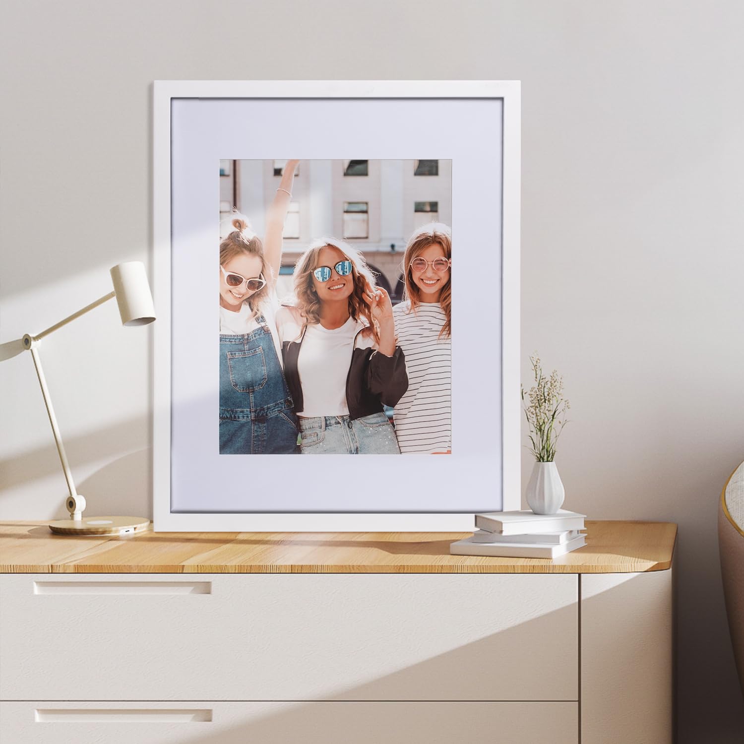 Beyond Your Thoughts 16''X20'' With Matted For 11''X14'' Wood + Glass (Hang/Stand) White Picture Photo Frame Photo For Wall Top-