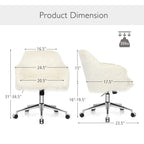 Costway Faux Fur Desk Chair, Fluffy Upholstered Swivel Accent Vanity Chair For Makeup With Adjustable Height, Arm Rest, Rolling Leisure Task Chair On Wheels For Home Office, Beige