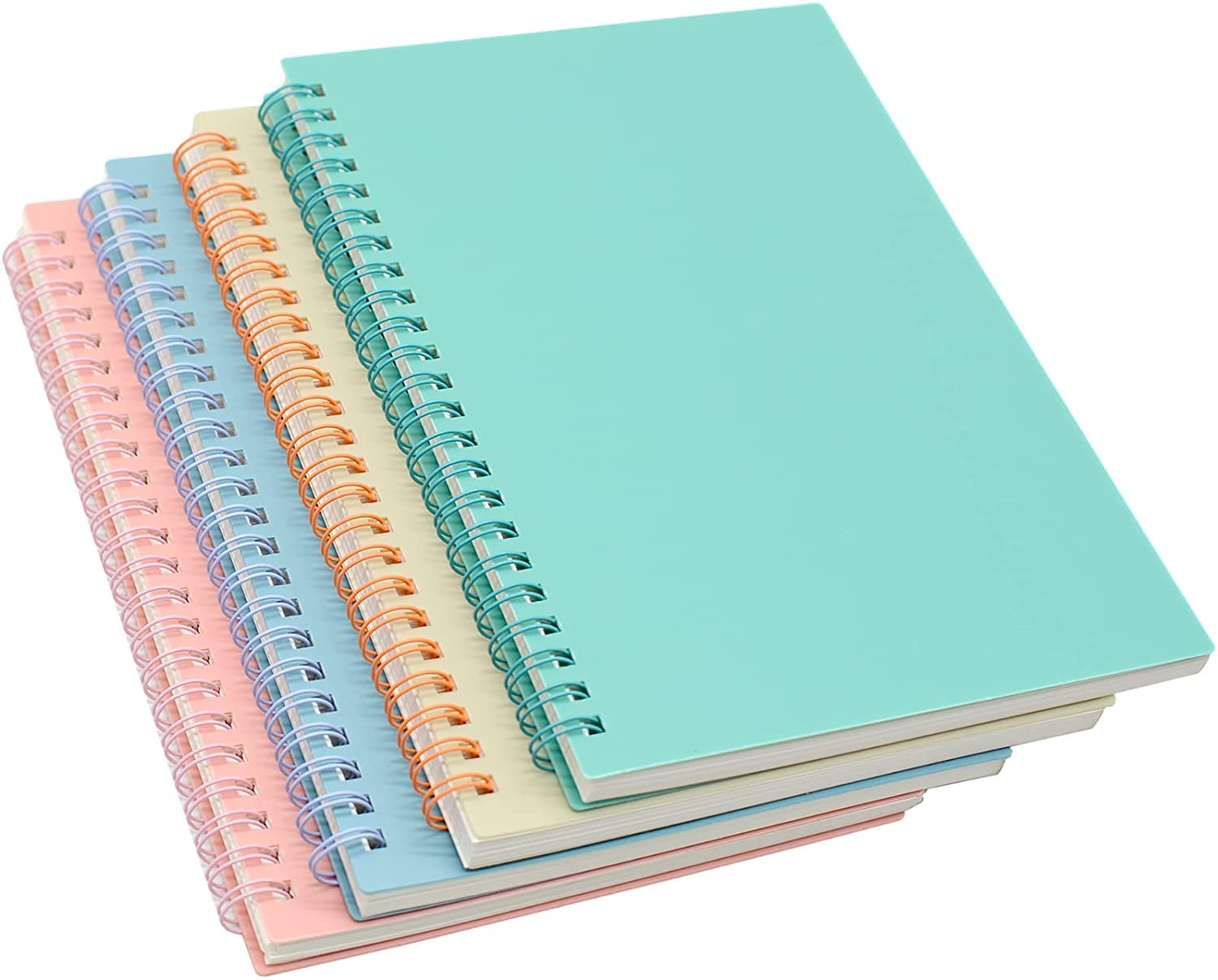 Yansanido Spiral Notebook, 4 Pcs A5 Thick Plastic Hardcover 8Mm Ruled 4 Color 80 Sheets -160 Pages Journals For Study And Notes