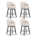 Counter Height Barstools 26 inch Upholstered Swivel Bar Stools with Back and Wood Legs for Kitchen Island,Set of 4,Beige Fabric