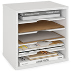 Ballucci File Organizer Paper Sorter, 5 Tier Adjustable Shelves Office Desk Organizer, 13 5/8' X 9 1/4' X 12', White