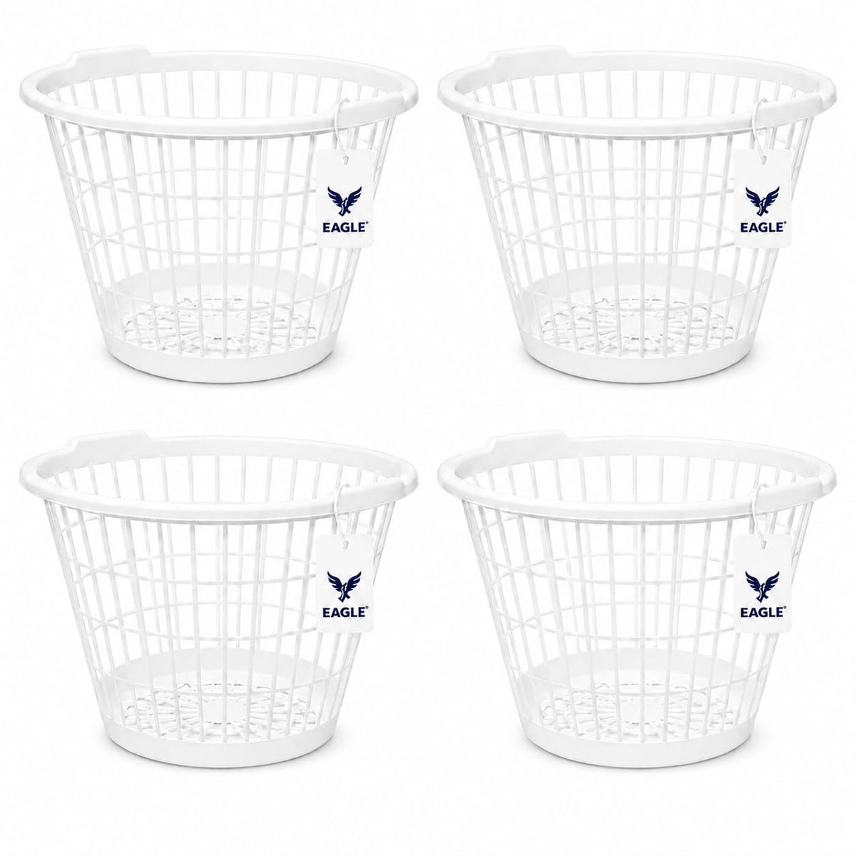 Eagle Laundry Baskets 4 Pack  Large Plastic Hamper Bins, Ventilated Storage Baskets for Laundry Room, Bathroom, Closet, Toys, W