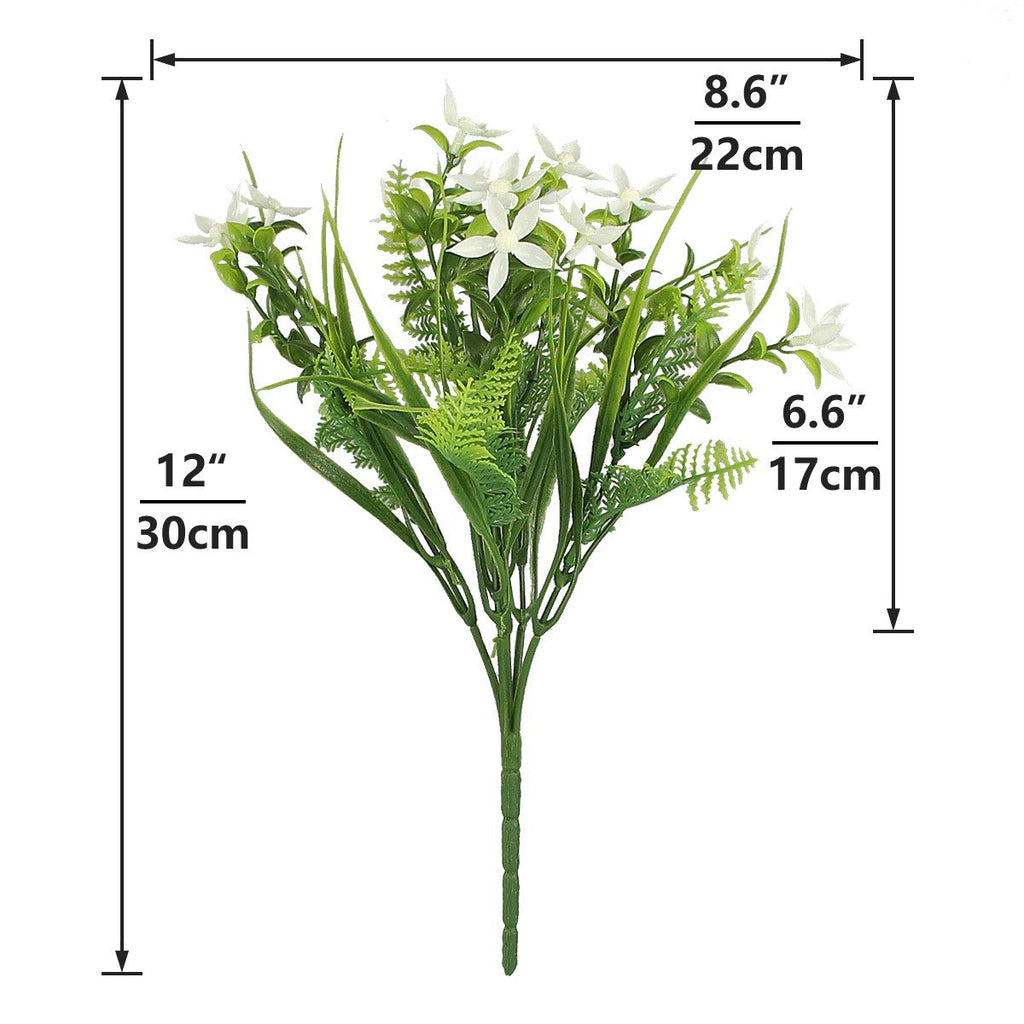 6Pcs Artificial Uv Resistant Flowers Outdoor Fake Plants Flowers Star Jasmine White Greenery Plastic Flowers Farmhouse Plants Sh