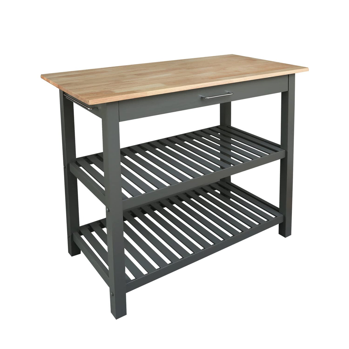 Casual Home Kitchen Island With Solid American Hardwood Top, Slate Gray, 40&Quot; W (373-932)