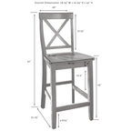 Crosley Furniture X-Back Wood Counter Height Bar Stools Set of 2, Black, 24-inch