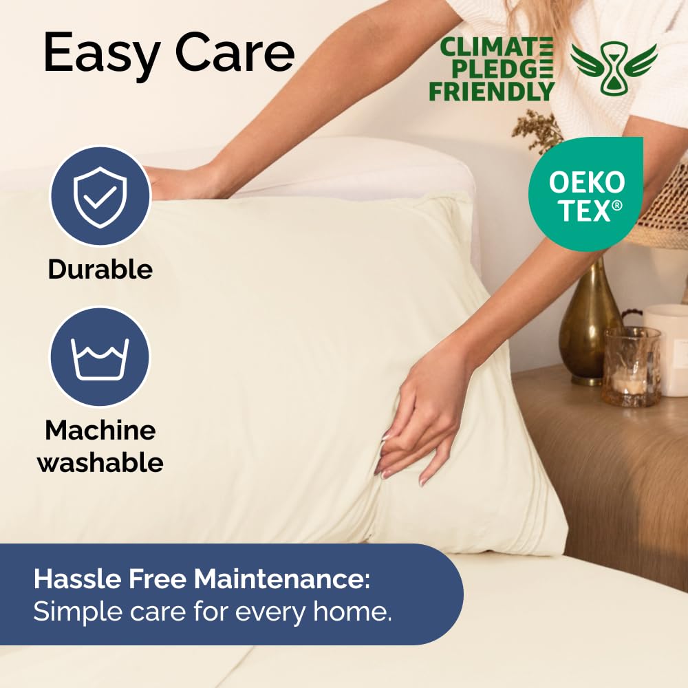 Extra Deep Pocket King Sheets - 4 Piece Breathable & Cooling Bed Sheets - Hotel Luxury Bed Sheet Set - Soft, Wrinkle Free & Comfy - Easily Fits Extra Deep Mattresses - Deep Pocket Off White Sheets Set