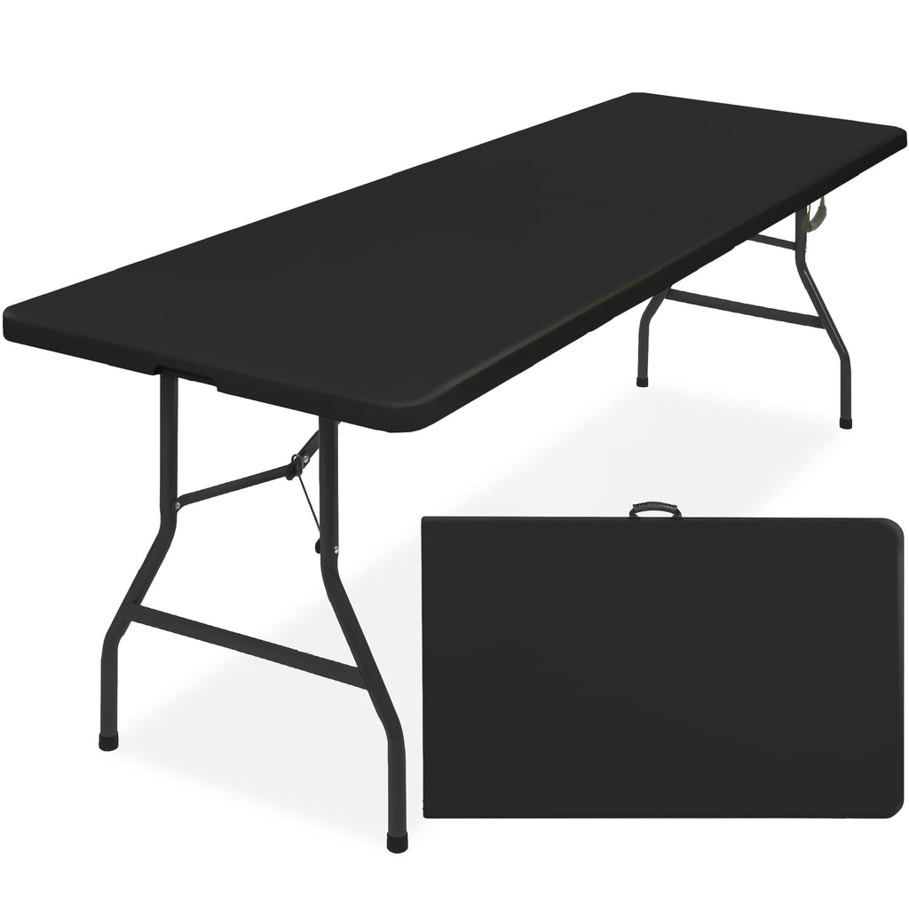 Best Choice Products 8Ft Plastic Folding Table, Indoor Outdoor Heavy Duty Portable W/Handle, Lock For Picnic, Party, Pong, Camping - Black