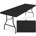 Best Choice Products 8Ft Plastic Folding Table, Indoor Outdoor Heavy Duty Portable W/Handle, Lock For Picnic, Party, Pong, Camping - Black