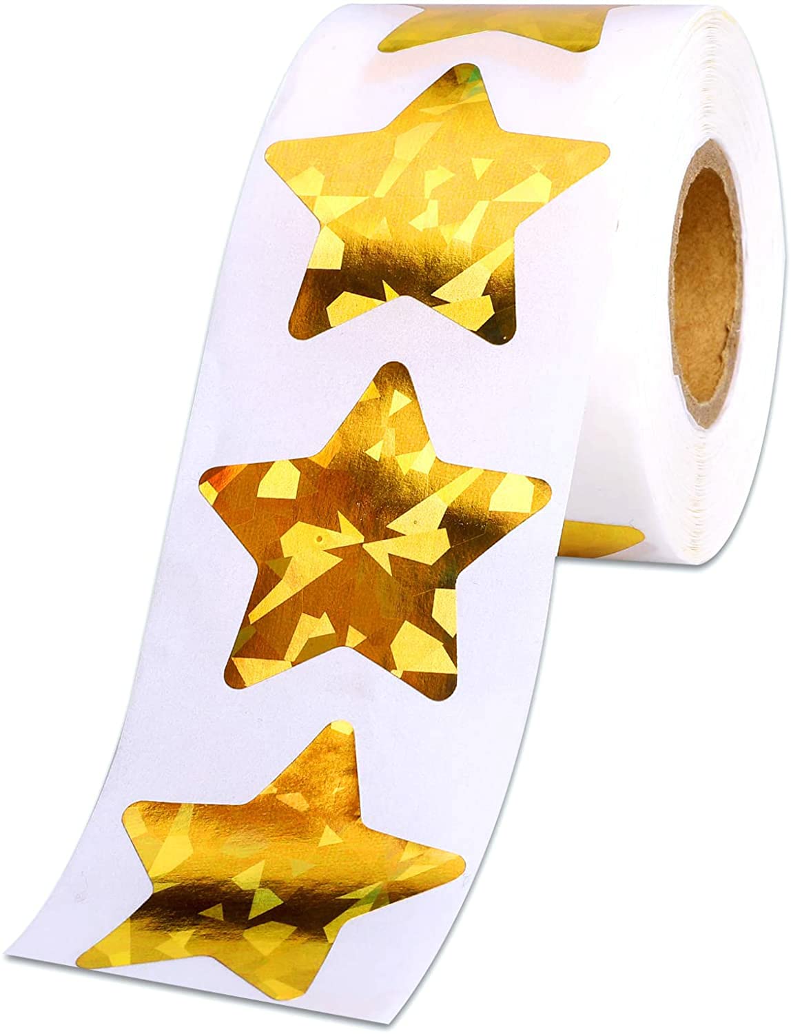 1.5' Large Holographic Gold Star Stickers For Kids Reward, 500 Pcs Foil Star Metallic Stickers Roll For Behavior Chart, Student