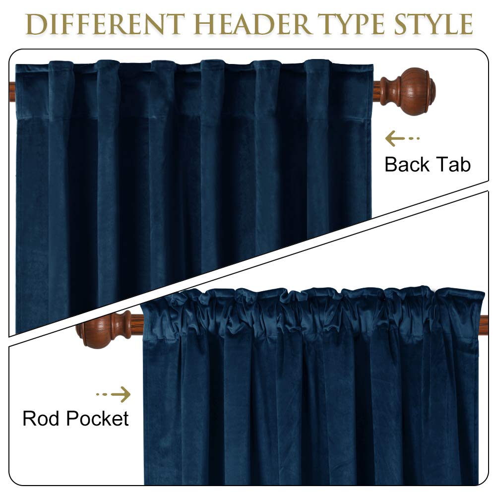 Stangh 108 Inches Navy Blue Velvet Curtains, Luxury Super Soft Thick Window Drapes For Bedroom, Privacy Sliding Door Curtains Ro