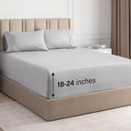 Extra Deep Queen 4 Piece Bedding Sheet Set - Breathable & Cooling - Hotel Luxury Bed Sheets Set - Easy Fit - Soft, Wrinkle Free & Comfy Light Grey Bedding Sheets - Extra Deep Pockets Bed Sheet Set