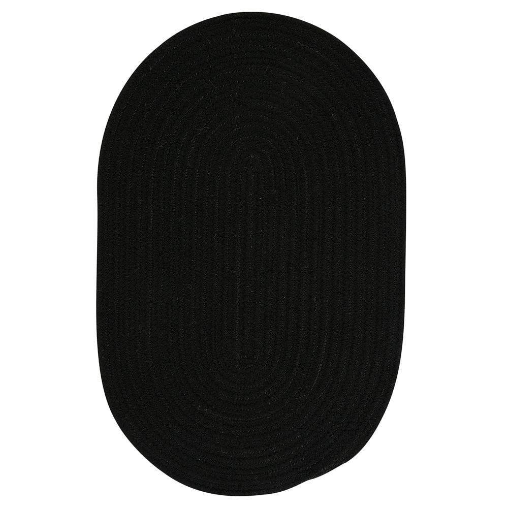 Solid Wool Blend Black Rug Size: Round 7'