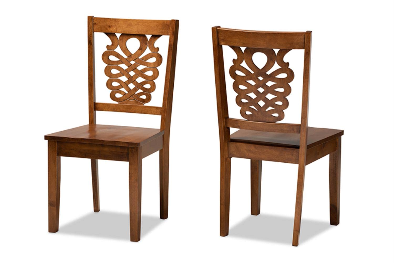 Baxton Studio Gervais Modern and Contemporary Transitional Walnut Brown Finished Wood 2-Piece Dining Chair Set