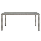 Modway Aura Wicker Rattan Glass Outdoor Patio 68" Rectangular Dining Table in Gray
