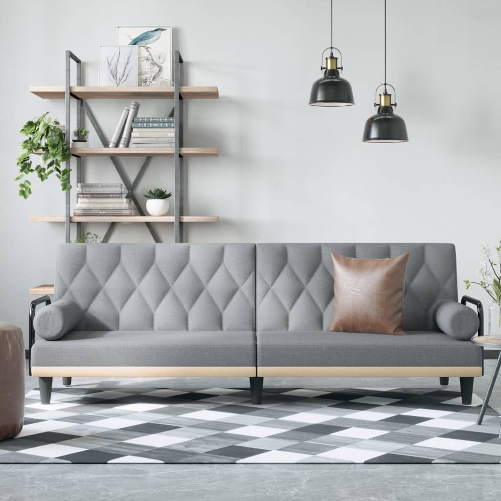 vidaXL Contemporary Light Gray Fabric Sofa Bed - Convenient Armrest Design, Foam Filling, Versatile Functionality, Plywood Construction | Modern Design