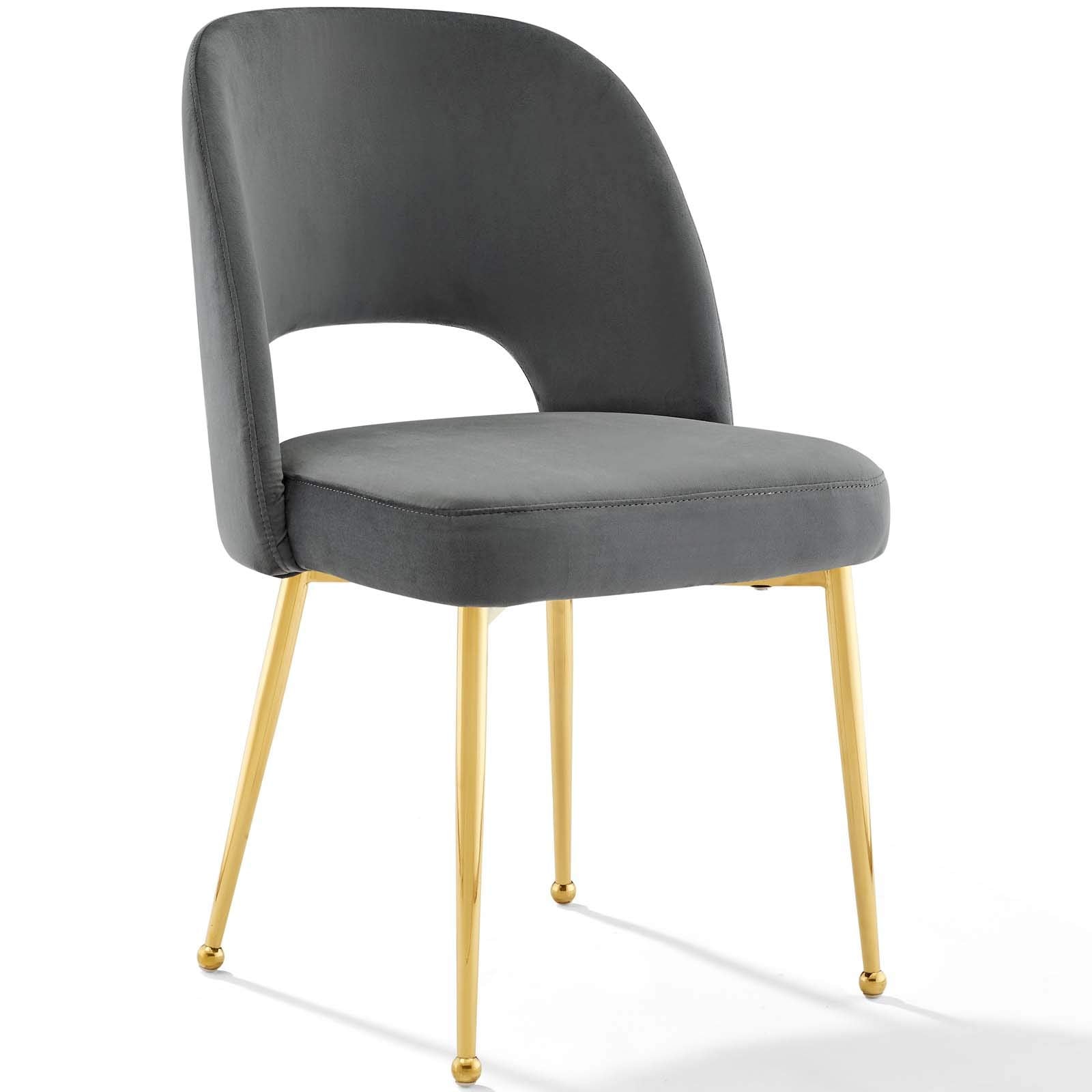 Modway Rouse Performance Velvet Dining Side Chair In Charcoal