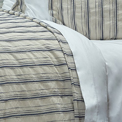 Rizzy Home | BT4052 | King Sham | 20"x36" Blue/Neutral/Brown Woven In Stripes