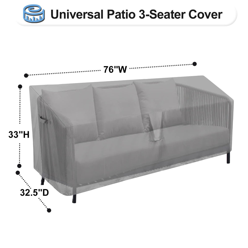 Outdoorlines Outdoor Waterproof Patio 3-Seater Couch Cover - Uv Resistant Patio Sofa Furniture Covers Weatherproof Heavy Duty Glider Covers For Outdoor Furniture, 76Wx32.5Dx33H Inches, Gray