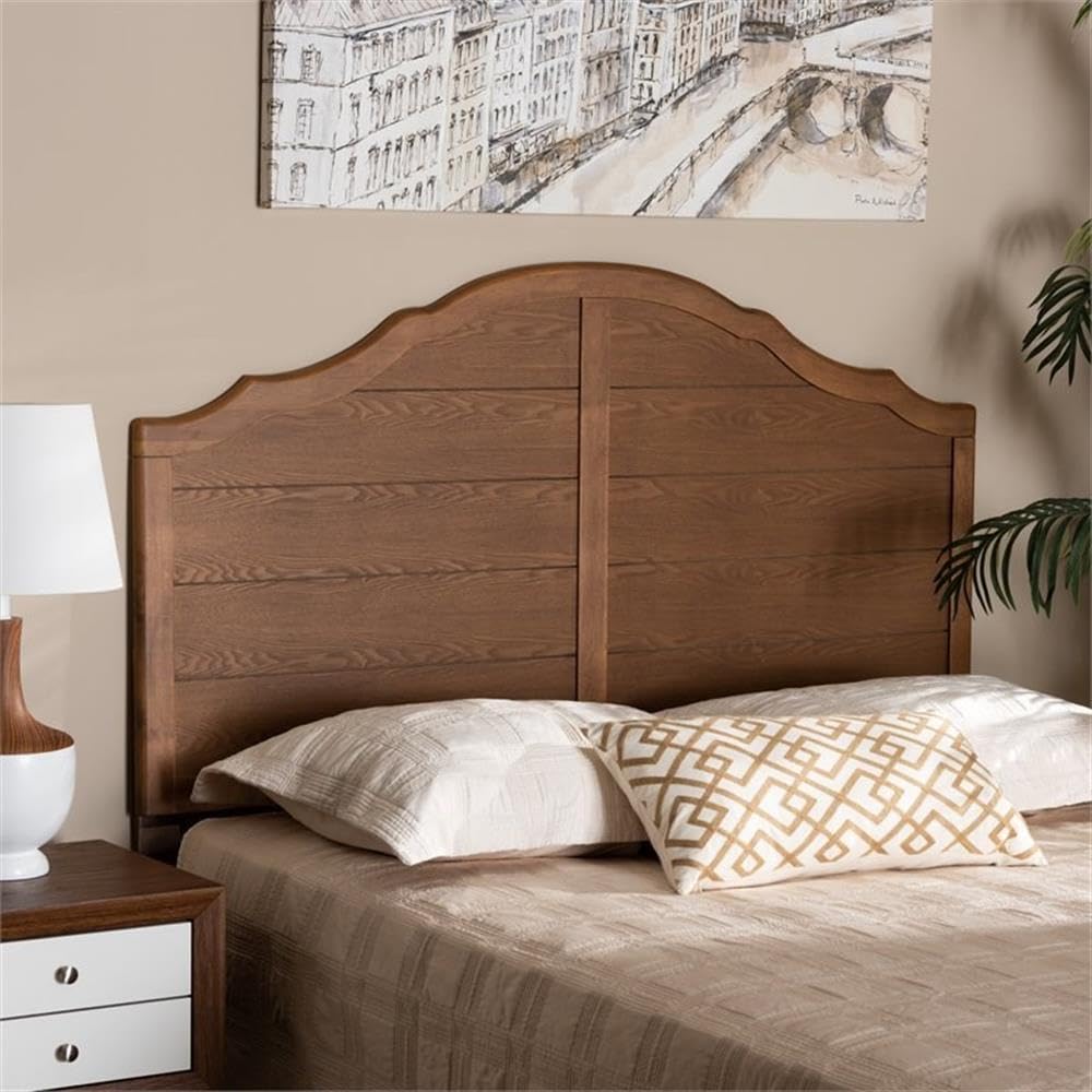 Baxton Studio Clive Vintage Traditional Farmhouse Ash Walnut Finished Wood Full Size Headboard