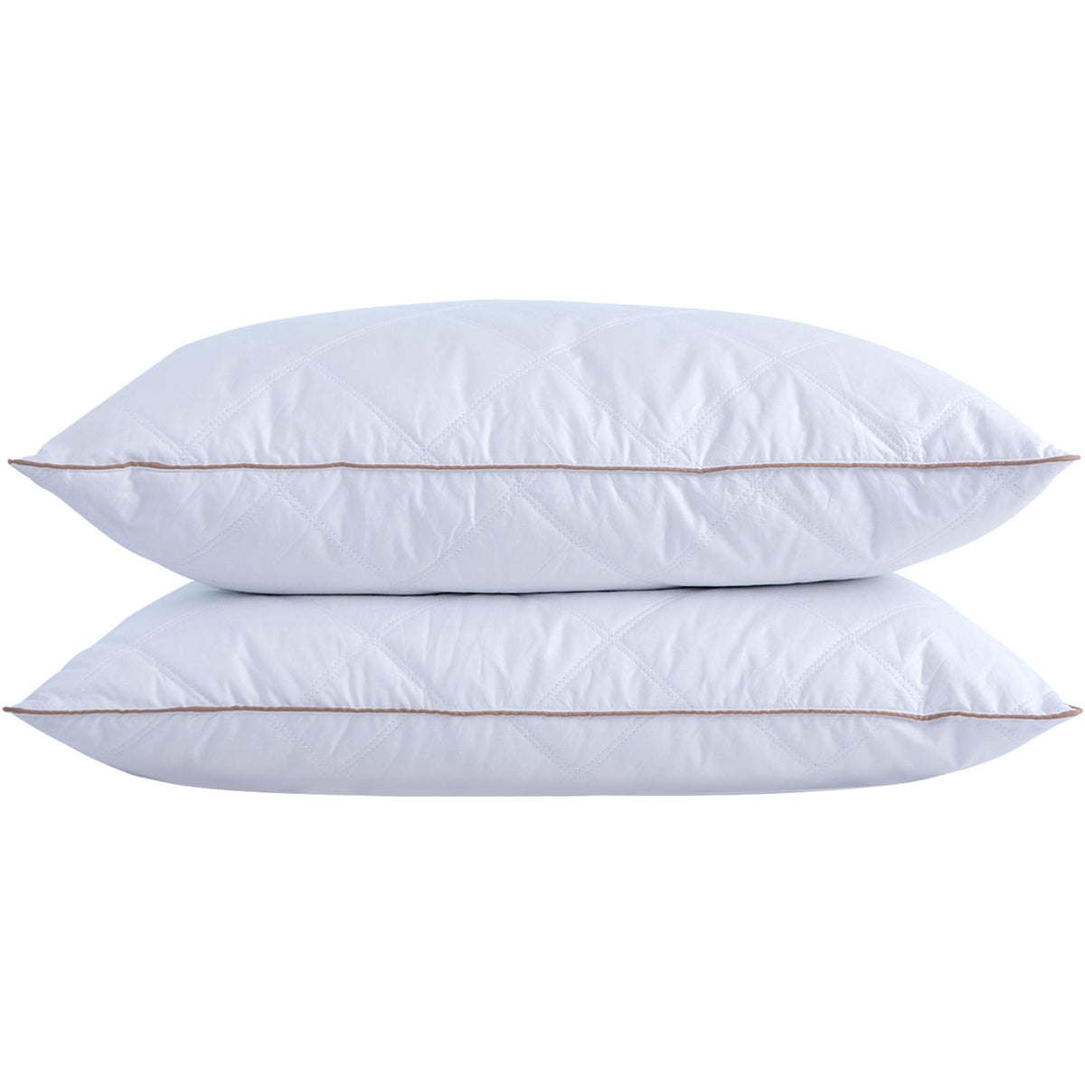 Puredown Goose Feathers And Down Pillow With Diamond Quilting Breathable Downproof Cover, Pack Of 2, Standard Size