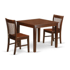 East West Furniture Oxford 3 Piece Room Set Contains a Square Kitchen Table and 2 Dining Chairs, 36x36 Inch, OXNO3-MAH-W