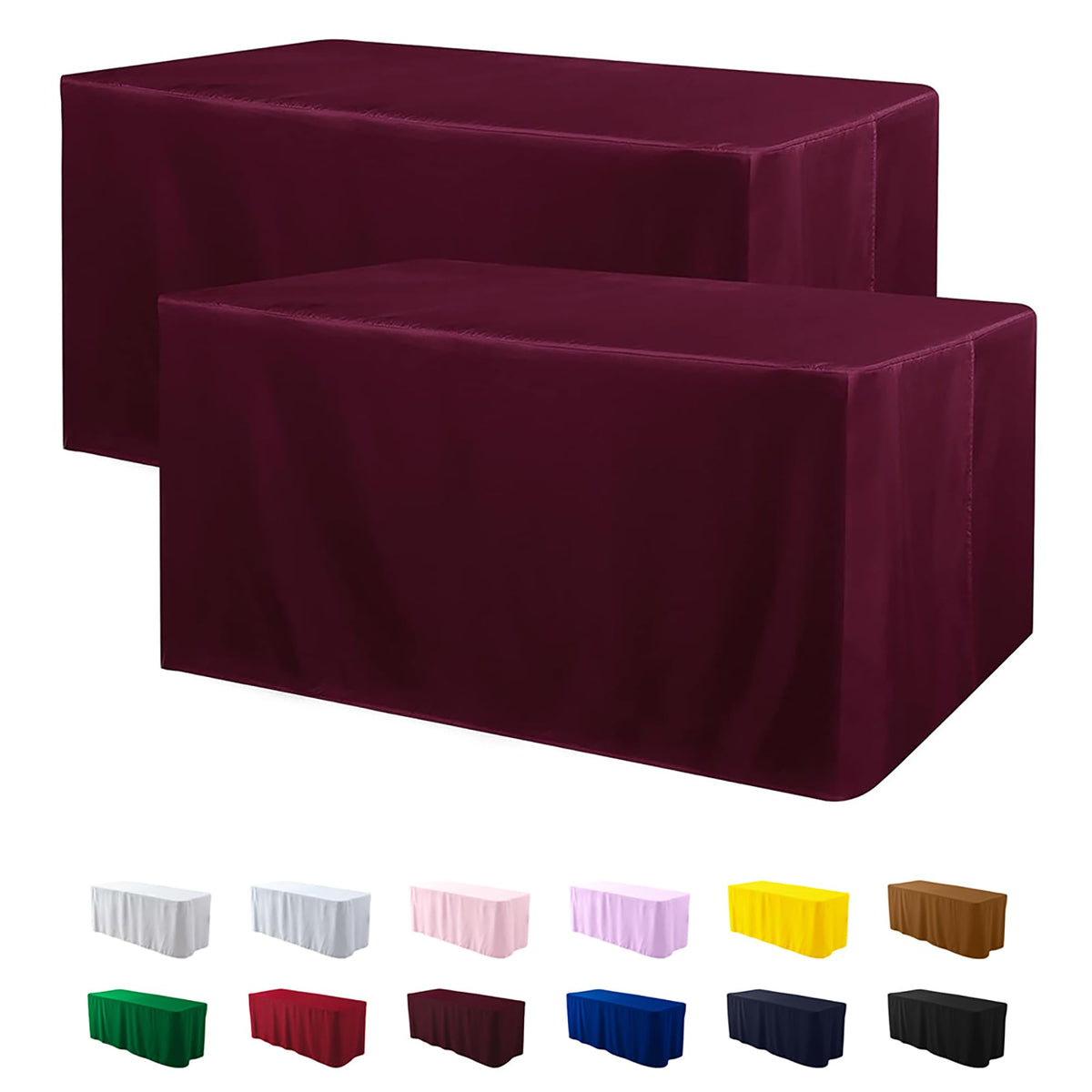 Manmengji 2 Pack 6Ft Table Cloth For Standard Folding Tables - Water Resistant Washable Rectangle Table Covers For Wedding, Banquet And Trade Shows, 72L X 30W X 30H Inches, Burgundy